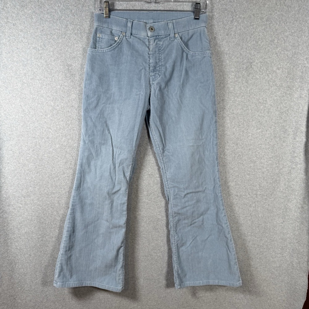 Marks and spencer blue micro corduory flare boot cut pants womens 28 x 28